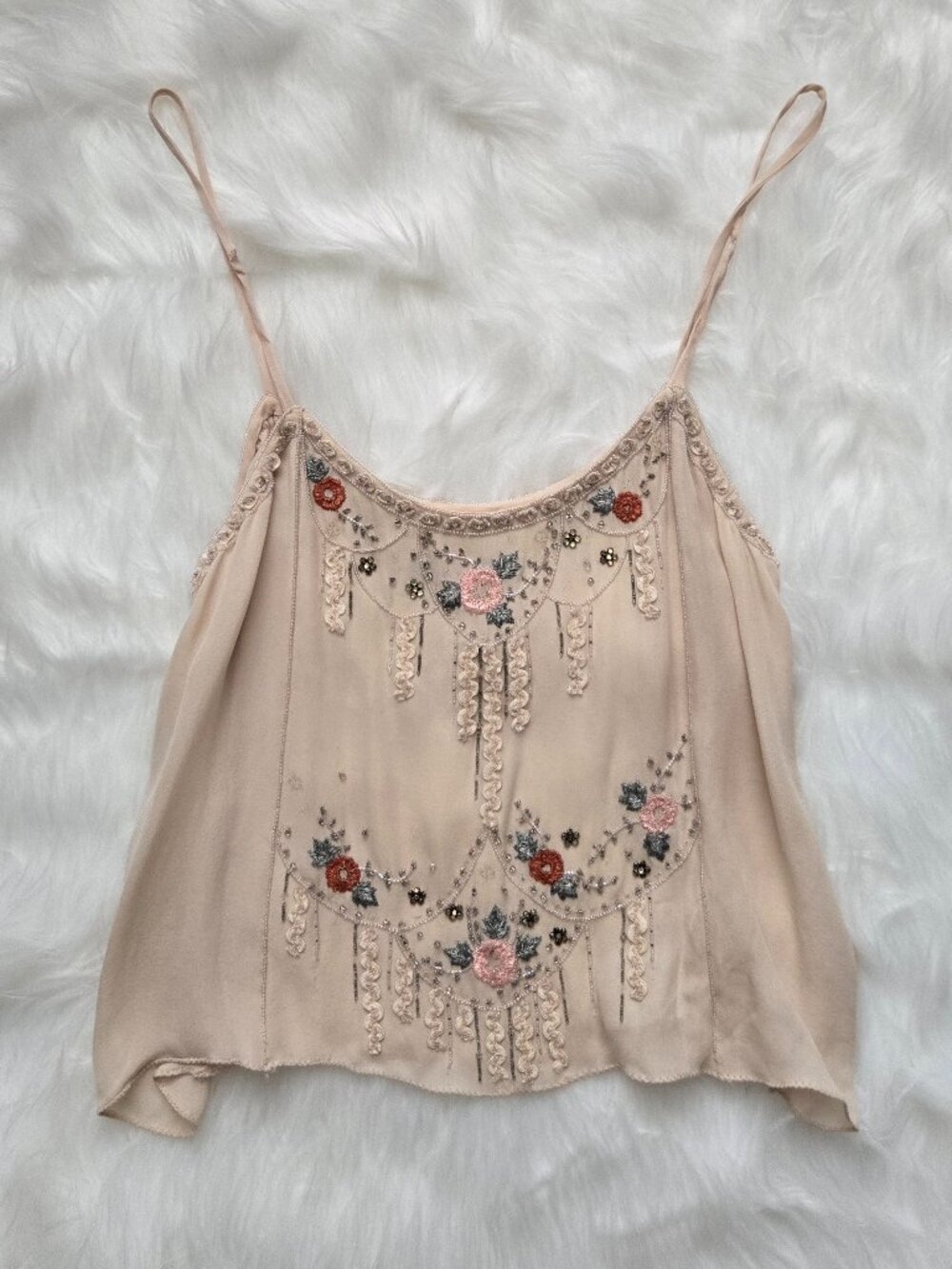 Matthew Williamson Blush Pink Embroidered Silk Camisole